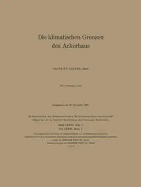 Jaeger / Lütschig-Loetscher |  Die klimatischen Grenzen des Ackerbaus | eBook | Sack Fachmedien