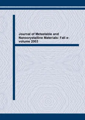 Yavari / Inoue / Morris |  Journal of Metastable and Nanocrystalline Materials: Fall e-volume 2003 | eBook | Sack Fachmedien