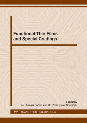 Tanski / Snopinski | Functional Thin Films and Special Coatings | Buch | 978-3-0357-1486-9 | sack.de