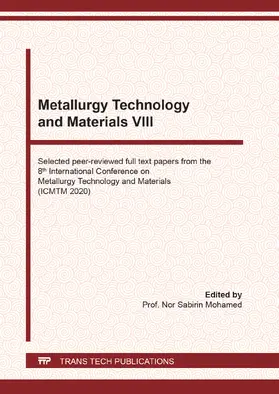 Mohamed |  Metallurgy Technology and Materials VIII | Buch |  Sack Fachmedien