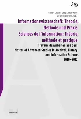 Coutaz / Knoch-Mund / Reimer |  Informationswissenschaft: Theorie, Methode und Praxis | eBook | Sack Fachmedien