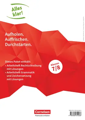  Alles klar! Deutsch. Sekundarstufe I 7./8. Schuljahr. Rechtschreibung + Grammatik und Zeichensetzung im Paket | Buch |  Sack Fachmedien