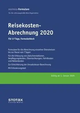  Reisekosten-Abrechnung 2020, für 1-7 Tage, Formularblock | Buch |  Sack Fachmedien