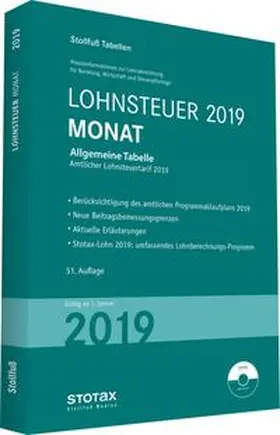 Tabelle, Lohnsteuer 2019 Monat | Buch | 978-3-08-332819-3 | sack.de
