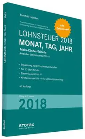 Tabelle, Lohnsteuer 2018 Mehr-Kinder-Tabelle | Buch | 978-3-08-334918-1 | sack.de