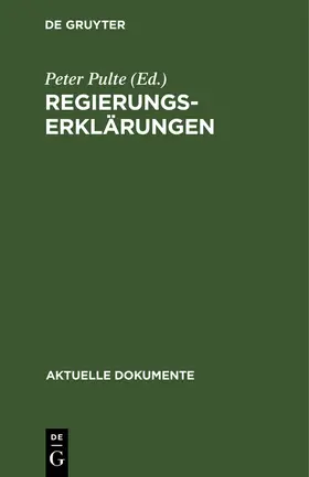 Pulte |  Regierungserklärungen | Buch |  Sack Fachmedien