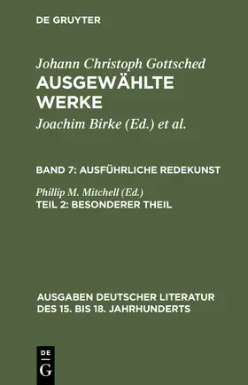 Gottsched / Scholl / Mitchell |  Ausführliche Redekunst. Besonderer Theil | Buch |  Sack Fachmedien