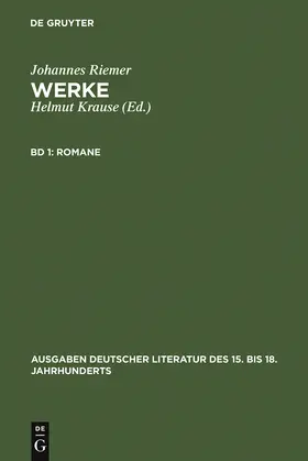 Riemer / Krause | Romane | Buch | 978-3-11-007700-1 | www2.sack.de