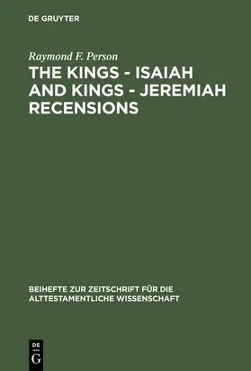Person |  The Kings - Isaiah and Kings - Jeremiah Recensions | Buch |  Sack Fachmedien