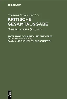 Meckenstock |  Schleiermacher, Friedrich: Kritische Gesamtausgabe | Buch |  Sack Fachmedien