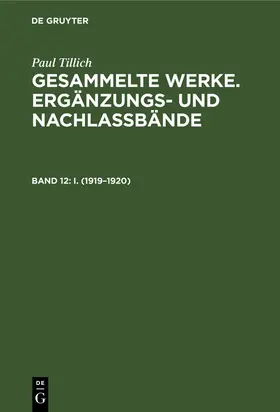 Tillich / Sturm |  I. (1919-1920) | Buch |  Sack Fachmedien