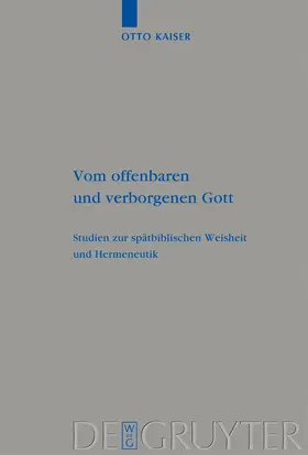 Kaiser |  Vom offenbaren und verborgenen Gott | Buch |  Sack Fachmedien