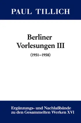 Sturm / Tillich |  III. (1951-1958) | eBook | Sack Fachmedien