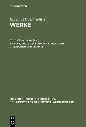 Klostermann |  Das Onomastikon der biblischen Ortsnamen | Buch |  Sack Fachmedien