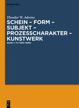 Adorno / Endres / Pichler |  Ts 17893–18084 | Buch |  Sack Fachmedien