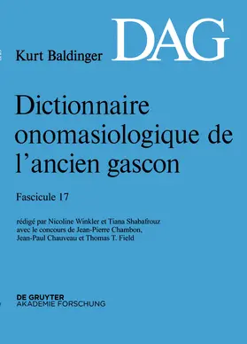 Winkler / Shabafrouz |  Dictionnaire onomasiologique de l’ancien gascon (DAG). Fascicule 17 | Buch |  Sack Fachmedien