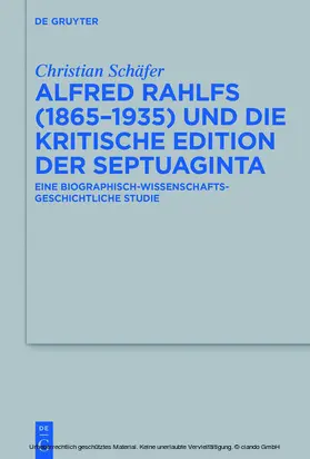 Schäfer |  Alfred Rahlfs (1865-1935) und die kritische Edition der Septuaginta | eBook | Sack Fachmedien