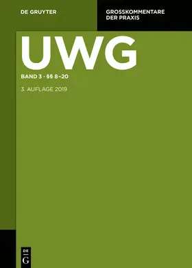 Pfeifer / Obergfell / Pahlow |  UWG. §§ 8-20; § 23 GeschGehG; Register | Buch |  Sack Fachmedien