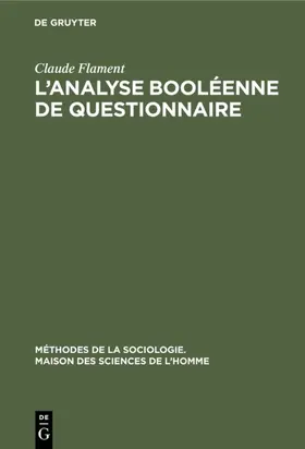 Flament |  L’analyse booléenne de questionnaire | eBook | Sack Fachmedien