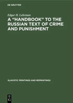 Lehrman |  A “Handbook” to the Russian Text of Crime and Punishment | eBook | Sack Fachmedien