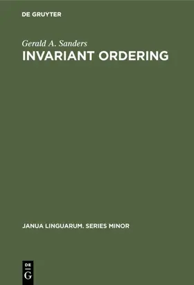 Sanders | Invariant Ordering | E-Book | sack.de