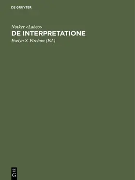 Notker &lt;Labeo&gt; / Notker <Labeo> / Notker &lt |  De interpretatione | eBook | Sack Fachmedien