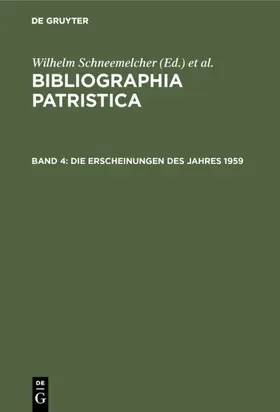 Schneemelcher / Schäferdiek |  Die Erscheinungen des Jahres 1959 | eBook | Sack Fachmedien