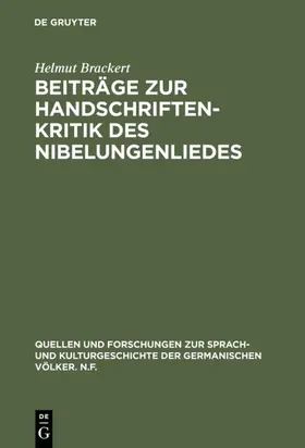 Brackert |  Beiträge zur Handschriftenkritik des Nibelungenliedes | eBook | Sack Fachmedien