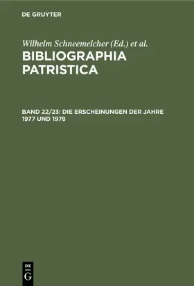 Schneemelcher / Schäferdiek |  Die Erscheinungen der Jahre 1977 und 1978 | eBook | Sack Fachmedien