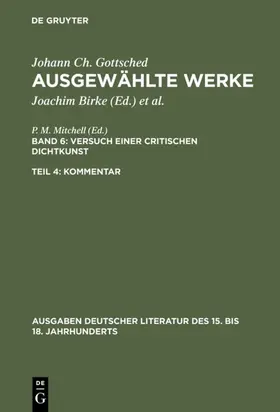 Gottsched / Mitchell |  Versuch einer Critischen Dichtkunst. Kommentar | eBook | Sack Fachmedien