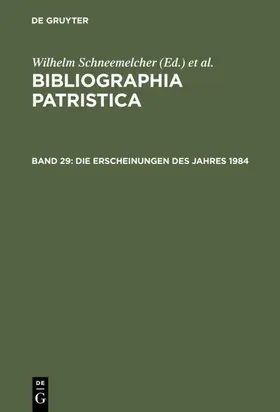 Schneemelcher / Schäferdiek |  Die Erscheinungen des Jahres 1984 | eBook | Sack Fachmedien