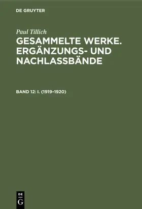 Tillich / Sturm |  I. (1919–1920) | eBook | Sack Fachmedien