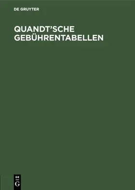 Quandt’sche Gebührentabellen | E-Book | sack.de