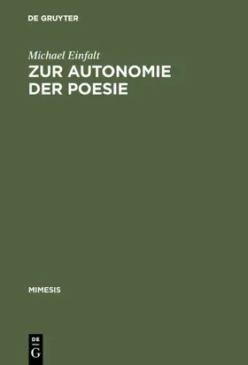 Einfalt |  Zur Autonomie der Poesie | eBook | Sack Fachmedien