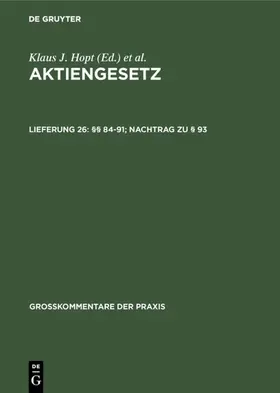 Kort / Hopt / Roth |  §§ 84-91; Nachtrag zu § 93 | eBook | Sack Fachmedien