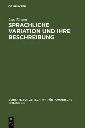 Thelen |  Sprachliche Variation und ihre Beschreibung | eBook | Sack Fachmedien