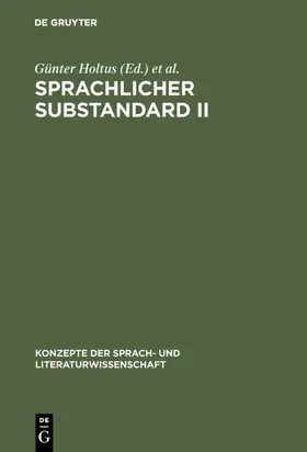 Holtus / Radtke |  Sprachlicher Substandard II | eBook | Sack Fachmedien