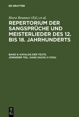 Brunner / Wachinger | Katalog der Texte. Jüngerer Teil. Hans Sachs (1-1700) | E-Book | sack.de
