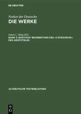 King |  Boethius' Bearbeitung des »Categoriae« des Aristoteles | eBook | Sack Fachmedien