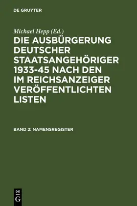 Hepp |  Namensregister | eBook | Sack Fachmedien