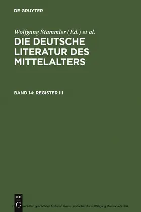Stammler / Wachinger / Ruh |  Register III | eBook | Sack Fachmedien