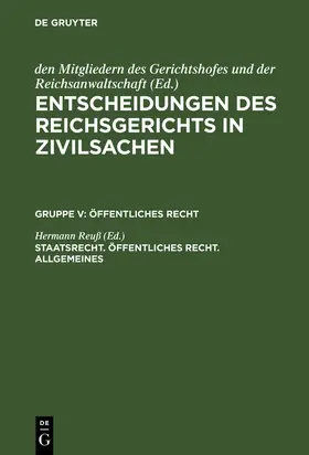 Reuß |  Staatsrecht. Öffentliches Recht. Allgemeines | Buch |  Sack Fachmedien