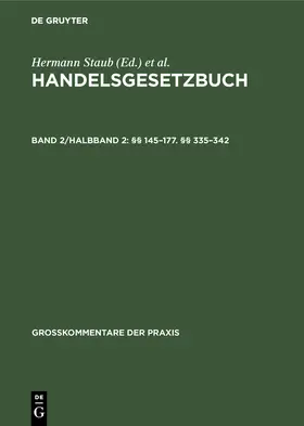 Brüggemann / Fischer / Staub |  §§ 145-177. §§ 335-342 | Buch |  Sack Fachmedien