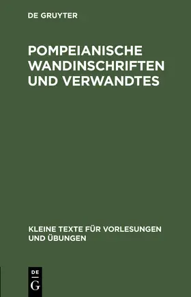 Diehl |  Pompeianische Wandinschriften und Verwandtes | Buch |  Sack Fachmedien