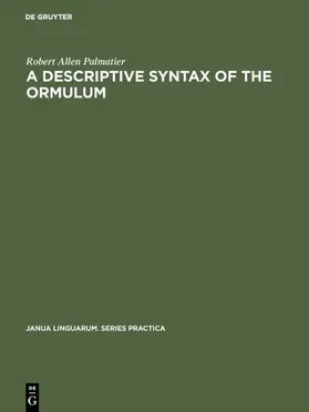 Palmatier | A descriptive syntax of the Ormulum | Buch | 978-3-11-100109-8 | sack.de