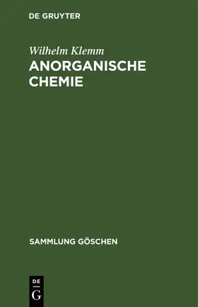 Klemm |  Anorganische Chemie | Buch |  Sack Fachmedien