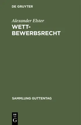 Elster |  Wettbewerbsrecht | Buch |  Sack Fachmedien