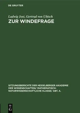 Ubisch / Jost |  Zur Windefrage | Buch |  Sack Fachmedien
