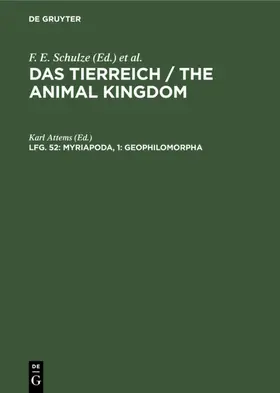 Attems |  Myriapoda, 1: Geophilomorpha | Buch |  Sack Fachmedien