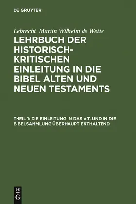 Schrader |  Die Einleitung in das A.T. und in die Bibelsammlung überhaupt enthaltend | Buch |  Sack Fachmedien